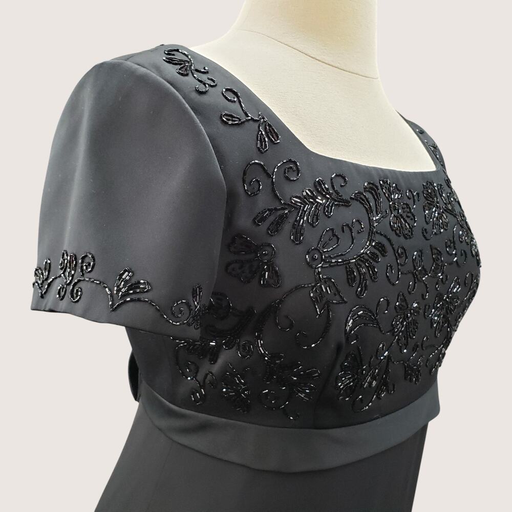 Liz Claiborne Night 14P Petite Black Evening Dress Sequin Bodice Lined Chiffon - Picture 5 of 16